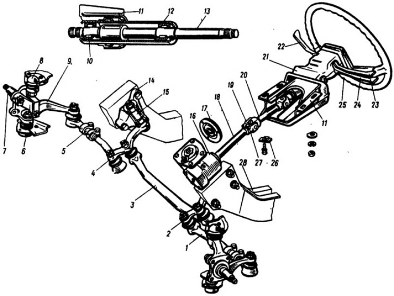 Рулевая 2105. Рулевая колонка ВАЗ 2105 схема. Рулевое управление ВАЗ-2105 (редуктор). Привод рулевого управления ВАЗ 2105. Рулевое управление автомобиля ВАЗ 2106.
